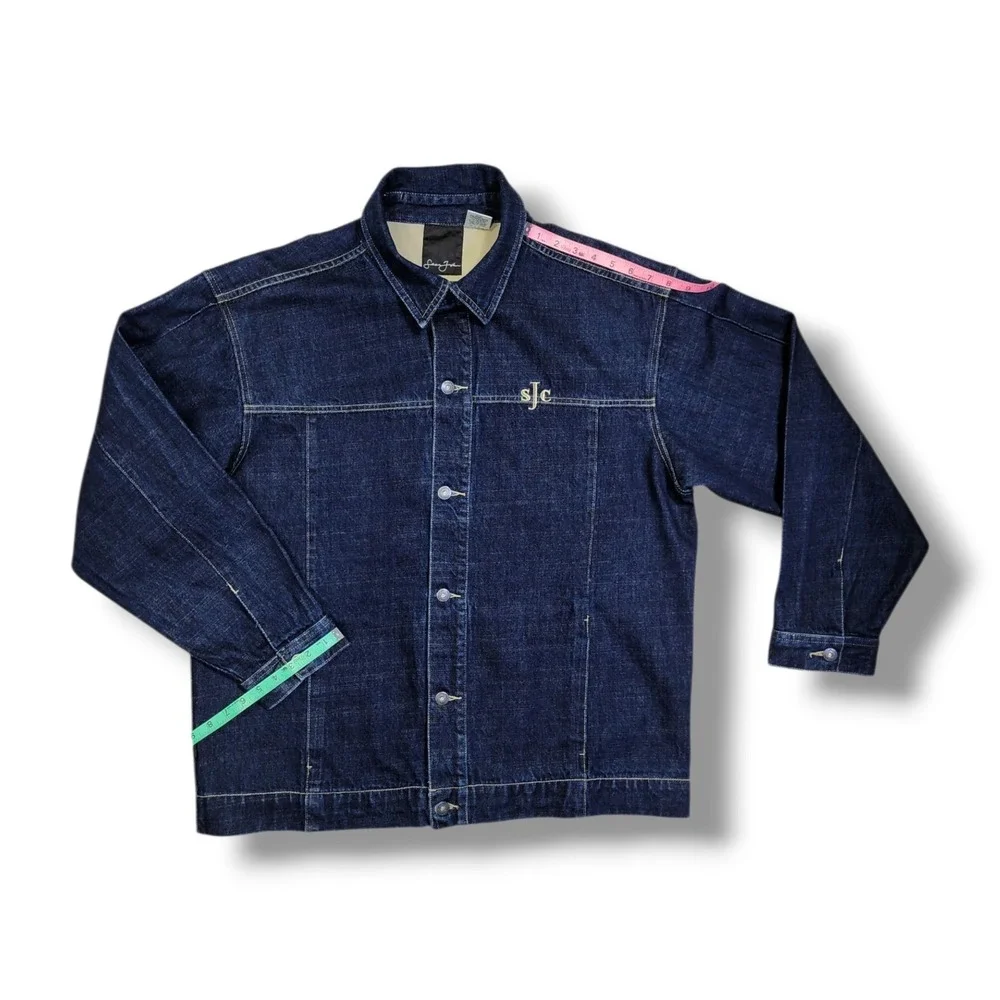Vintage Sean John Collection Button Up Blue‎ Cotton Denim Y2K Jacket Men's XL